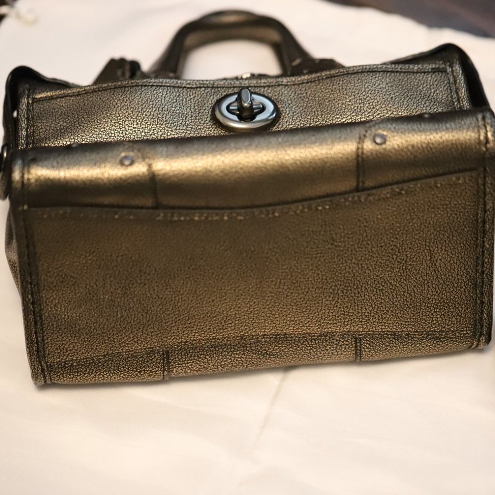 COACH METALLIC  LEATHER RHYDER 24 SATCHEL HANDBAG CROSSBODY DETACHABLE STRAP EUC - Picture 16 of 16